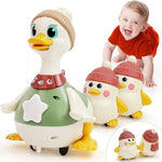 Baby Toys 6-12 Months Musical Dancing Duck Toy Set With Mama And Babys Tummy Time Toys, Crawling And Interaction Modes 1 Year Old Girl Boy Baby Stocking Stuffers