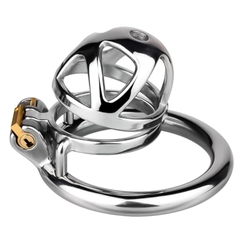Stainless Steel Cutout Chastity Cage With Invisible Concealed Lock And Key For Men, Anti Escape Penis Cage Adult Sm Restraints Sex Toy Game, Cock Cage For Everyday Wear, Home And Office (S,45Mm)