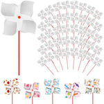 148 Pcs DIY Paper Pinwheel Craft Kit with 100 Blank Pinwheels & 48 Crayons