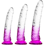 Clear Purple Combination Suction Cup Dildo - 3 Sizes Realistic Dildo(6.4''Small, 7.4''Medium,9.6''Large), Eggless,Perfect For Anal And Vaginal Pleasure Realistic Penis For Beginners To Advanced Users