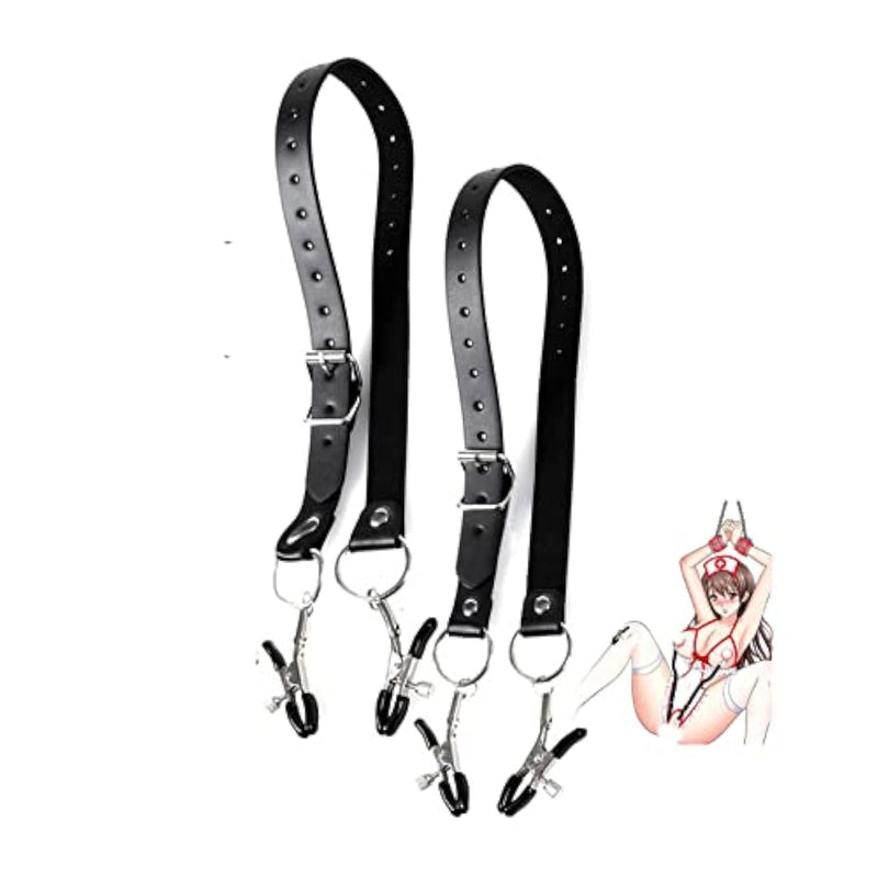 Bdsm Bondage Non Piercing Nipple Clamps Labia Clitoris Vagina Clamps With Adjustable Leather Straps Rubber Heads Sm Pussy Orgasms Fetish Bondage Vaginal Stimulators Role Play Adult Kinky Sex Toys