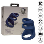 Viceroy Rechargeable Triple Cage Vibrating Cock Ring Vibrator Silicone Sex Toy For Men Blue - Se-0433-10-3