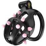 Chastity Device With Soft Spikes, Spiked Male Chastity Cage, Comfortable Nylon Resin Plastic Chastity Device, 3D Printed, 5 Sizes, Multiple Colors, Includes 5 Rings (Black, Small)