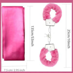 Bdsm Kit Sexy Plush Toy Handcuffs With Keys And Satin Bandage Blindfold Bedroom Or Party Supplies For Adult Sm Games (Pink)