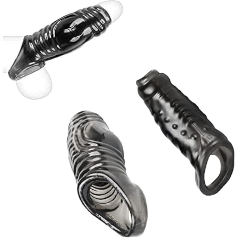 2Pcs Silicone Cock Sleeve Penis Enlargement Sleeves Erection Enhancing Men Adult Sex Toys For Couples