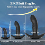 Silicone Anal Training Kit for Beginners and Advanced Users, 3Pcs Butt Plug Set with Flared Base