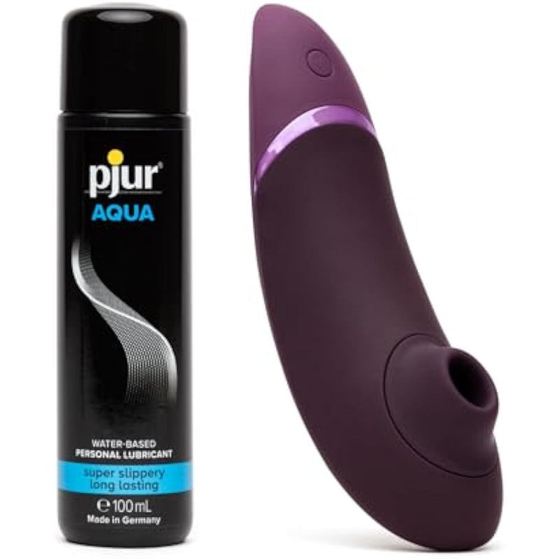 Next Purple 3D Pleasure Air Clitoris Stimulator & Pjur Aqua Water Based Personal Lubricant 3.4 Fl Oz - Female Sex Toys Bundle