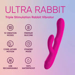 Ultra Rabbit Vibrator - G Spot Vibrator 7 Speeds & Usb Rechargeable - Discreet Pink Dildo Toys For Women - Female Personal Massager