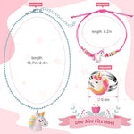 Kids Play Jewelry For Girls 4-6, Unicorn Necklace And Bracelet Set Ring For Little Girls Jewelry Ages 4-6 6-8, Toddler Birthday Gift Princess Dress Up For 5 6 3 8 7 4 Year Old