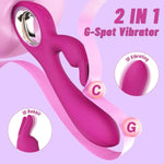 G Spot Vibrator Female Sex Toys - 2 In 1 Soft Vibrating Dildos With 10 Vibrations & Dual Motors Pink Dildo, Waterproof Rabbit Vibrators Adult Sex Toys For Woman Or Couple (Rose Red)