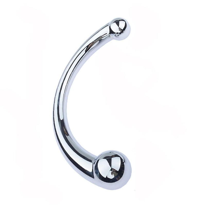 G-Spot Massage Double-Ended Dildo, Stimulate Fetish Anal Plug Dildo Metal Curved Dual Ended Masturbation Sex Toy For Couple, Large