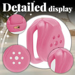 Male Sex Toy with Reccessed Lock and Adjustable Rings for Sm Male Adult Penis Exercise, Pink Color