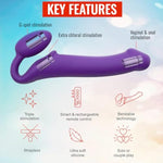 Vibrating Bendable Strap-On Dildo - G Spot Dildo Vibrator Clitoral With 3 Stimulation Zones Motors - Waterproof Adult Sex Toys For Couples - 100% Silicone Toy Adult (Large - Pruple)