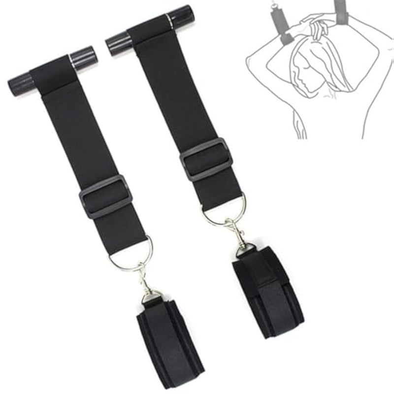 Door Sex Swing Straps Hanging Wrist Cuffs Adjustable Bondage Restraints BDSM Kit with Plush Leather Couple Handcuffs Bondage Gear Accessories for Kinky Couples (Black)
