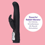 Power Play Rabbit Vibrator - 5.5 Inch Curved G Spot Vibrator For Women - 7 Patterns & 3 Speeds - Silicone Dual Stimulation Adult Sex Toy - Waterproof - Black