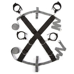 Fifty Shades of Grey Keep Still Restraint Kit - Over The Bed Cross Restraint Set - Faux Fur Lined Detachable Cuffs - Includes Blindfold & Door Hanger - 80 Inch Adjustable - Black/Grey