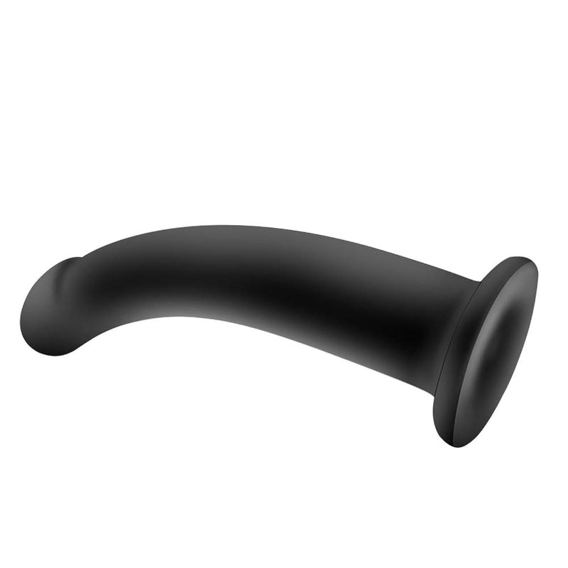 Men Women Silicone Beginner Strap On Harness Dildo Curved Smooth Anus Butt Vagina G-Spot Plug Suction Cup Sex Toy Flare End Penis Wearable Couple Pegging Willy Lesbian Size S