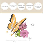 3D Wooden Butterfly Flower Puzzle, Desktop Model Building Kit for Adults