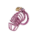 Cock Cage Stainless Steel Man Chastity Cage Chastity Device With Three Different Sized Penis Rings Penis Cage That Exercises The Male Chasity (Purple)