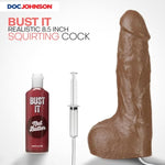 Doc Johnson Bust It - Squirting Realistic FIRMSKYN Dildo with Removable Vac-U-Lock Suction Cup - F-Machine and Harness Compatible - for Adults Only, Caramel