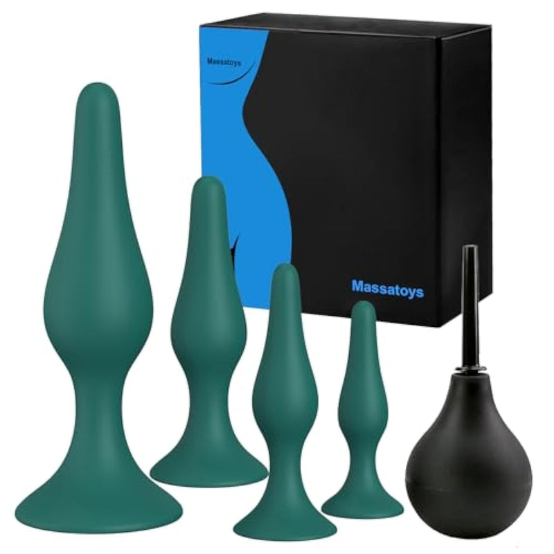 5Pcs Anal Plug Adult Sex Toys, Anal Plug Silicone Trainer Sex Toys Butt Plug Set, Adult Sex Toys For Women,Men And Beginners(Green)