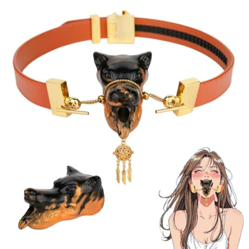 Leather Restraints Ball Mouth Plug,Dog Head Shape Adult Silicone Mouth Plug, Adjustable Sm Mouth Restraint Sex Toys For Adult Couples,Soft Silicone For Fetish Adult Play Bondage