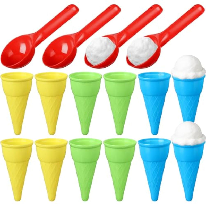 16 Pcs Plastic Ice Cream Cones Cups Ice Cream Scoop Set Snow Toys For Kids Children Outdoor Indoor Winter Play Toys For Girls Boys