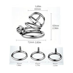 Metal Chastity Cage Set Cock Cages With 3 Different Sized Ring Sex Toys Chasity Devices With Push Locks And Enlarged Urinal Opening Suitable For Restrain Man'S Penis