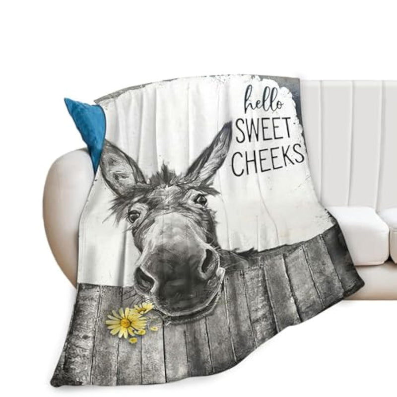 Funny Donkey Throw Blanket Donkey Gifts For Girls Boys Women Men Kids Adults Soft Flannel Fleece Blanket For Couch Sofa ?Bed Home Decor 40"X50"