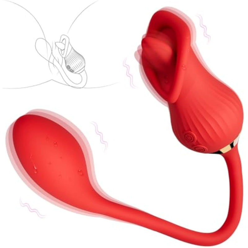 Tongue Licking Vibrators Adult Toy For Women Sex Toys, 2 In 1 Tongue Toy 10 Licking & Egg Vibrator Modes, Rose Sexual Pleasure Tool Dual Vibrator Bullet Toys For Female Nipple Clitoral Stimulator