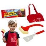 Kids Bbq Grill Toy Set - Includes Brush, Spatula, & Apron - Realistic Pretend Play Bbq Tools For Boys & Girls - Fun Role Play Toy For Little Chefs & Grill Masters