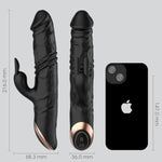 Thrusting Dildo Vibrator With Rabbit Stimulator - 10 Vibration & 5 Telescopic Thrusting Modes, Hypoallergenic Silicone, Usb Rechargeable, Ipx6 Waterproof, Beige