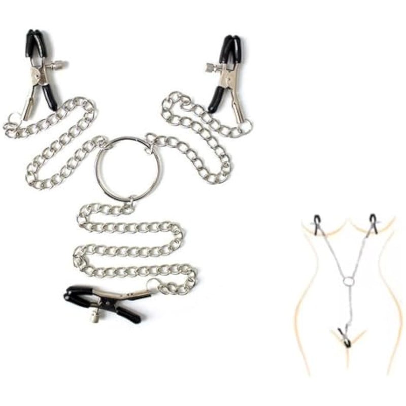 Bdsm Toys Nipple Clamps Women Sex Toys, Adjustable 2 Nipple Clips And 1 Vaginal Clip With Chain Breast Clit Stimulator, Nipple Toys Adult Sex Toys For Couples Men