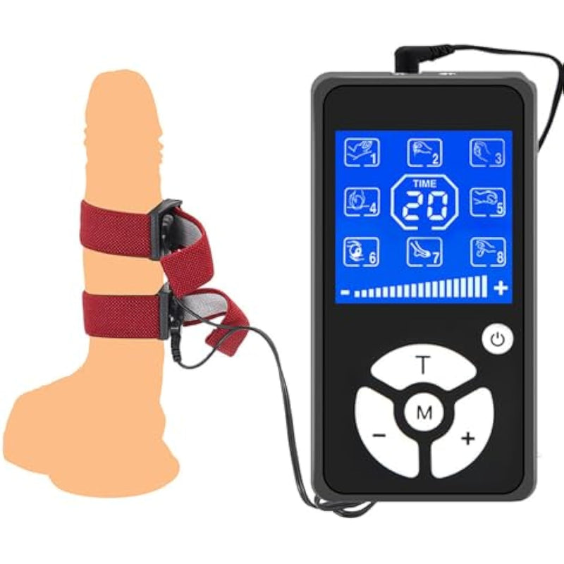 Electric Shock Adjustable 2Pcs Penis Ring Electric Shock Set Male Bondage Delayed Cock Ring Electric Shock Penis Ring Sex Toy Set