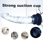 9.1 Inch Large Glass Realistic Dildo, Clear Wide Big Dildo Thick Anal Toy With Raised Texture With Silicone Suction Cup Base, Fat Dildo Adult Sex Toy, Xl Penis For Anal Prostate G-Spot Stimulation