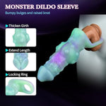 Luminous Dog Penis Sleeve For Men, 7Inch Fantasy Silicone Monster Cock Enlargement Dildo Grith Extender With Penis Ring Ejaculation Delay For Couples