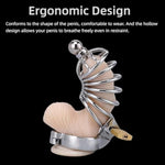 Chastity Device With Urethral Sounds, Metal Male Chastity Cage Ergonomic Design Chastity Lock Adult Sex Toys For Couples (With M Sized Cuff)