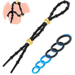 Penis Ring Adult Sex Toys - Silicone Adjustable Male Cock Ties & 6 Different Sizes Cock Ring Sets For Erection Enhancing, Long Lasting Stretchy Penis Clamp Cock And Ball Ring For Men, Black