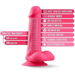 Neo Elite Silicone Dual Density 6 Inch Dildo | Ultrasilk Silicone |Suction Cup Base & Harness Compatible For Hands-Free Fun | Realistic | Waterproof | Neon Pink