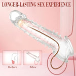 Penis Enlargement Sleeve Cock Sleeves - Penis Extender Enlarger Reusable Textured Sheath Adult Sex Toys Elastic Cock Ring Girth Enhancer For Men Female Couple Pleasure