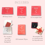 Organic 78 PC Tween & Teen Period Kit. Certified Organic Cotton -Includes 30 DayPads, 15 Regular TeenPads, 15 OvernightPads, 15 Natural Feminine Wipes, A Pre-Stocked to-Go Period Kit & More!