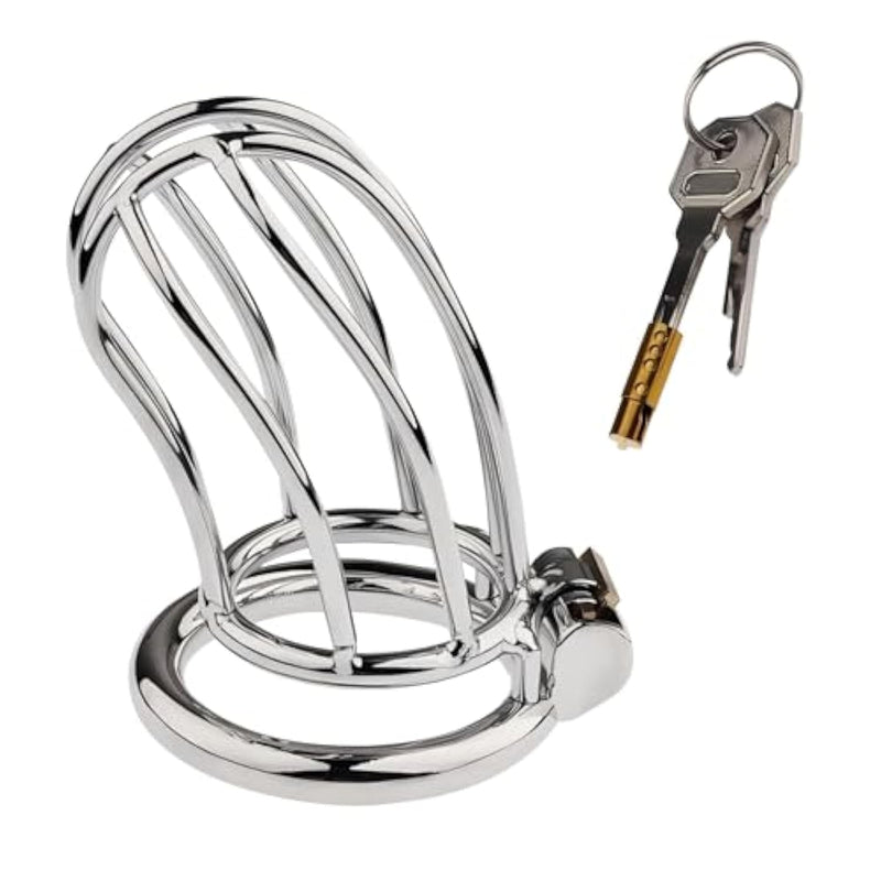 Metal Chastity Device Sex Toys For Men, Chastity Cage With 3 Sizes Of Rings And Two Different Locks, Sm Bondage Tool Cock Cage For Penis Training (1.96In,Invisible Lock)