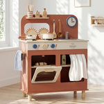 Kids Play Kitchen For Toddlers 1-3, Wooden Kitchen Playset Small, Pretend Play Kitchen Toys With Play Food Pots And Pans Accessories
