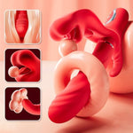 Rabbit Thrusting Vibrator G Spot Massager With Tongue Anal Clitoral Stimulator 5 Vibration Modes With Thrust And Nibbling Silicone Dildo Sex Toys For Women And Couples