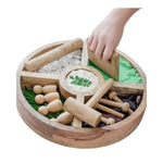 Wooden Tinker Tray & Pounding Set – Montessori Sensory Play Tray With Peg Dolls, Wooden Nails, Hammer & Playdough Tools For Fine Motor & Imaginative Play