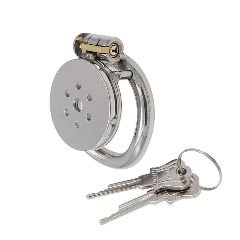 Flat Chastity Cage Metal Male Chastity Device Dark Lock Design Steel Penis Cage For Men Bdsm Bondage Penis Cage Sex Toys For Couples (55Mm/2.16In)