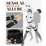 Sex Bondage Bdsm Kit Restraints Adult Sm 6Pcs Sets With Adjustable Handcuffs Ankle Cuff Thigh Cuffs Waist Strap Blindfold Cross Strap Sex Toys For Men Women And Couples, Black