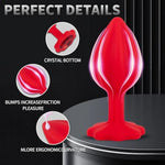 Anal Sex Trainer 3Pcs Set Silicone Butt Toys Anal Trainer Jewel Butt Plug Kit S&M Anal Sex Toys Kit For Starter Beginner Men Women Couples, Red