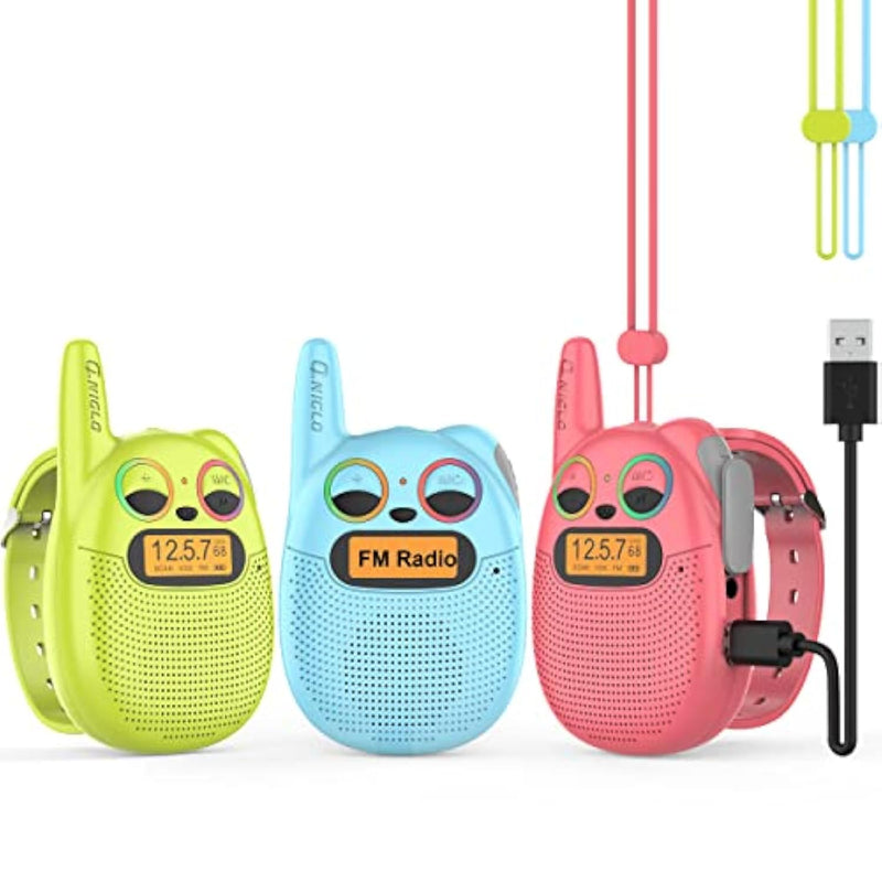 Walkie Talkies For Kids Rechargeable 3 Pack, Spy Toys For 4 5 6 7 8 12 Year Old Girls Boys, Kids Walkie Talkies With Fm For Outdoor Camping, Christmas Birthday Gifts For Kid Toddler Age 3-12