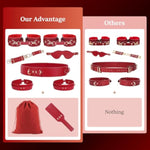 Sex Bondage Bdsm Toys Kit, Upgrade 11 Pcs Couples Restraints Toy Set With Adjustable Hand/Ankle/Thigh Cuffs Blindfold Cross Strap Waist Strap Paddle Adult Sm Games For Couples With Storage Bag